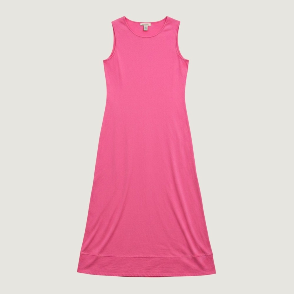 Vintage Midi‎ Shift Dress Talbots 16 Bright Pink Linen/Rayon Sleeveless